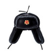 © Mia - Black fur ushanka hat with Soviet star, cut-out PNG with alpha channel