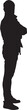 © Curto - vector; silhouette of side view of a cool man standing and looking at camera