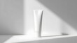 © Hi Alfan - White cosmetic tube standing alone in minimalistic setting