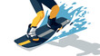 © Santiago - Dynamic wakeboarding action: vibrant cartoon style with splash effects