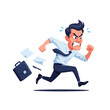 © Malika - Angry Businessman Running Late, Dropping Briefcase and Papers, Stress and Deadline Concept