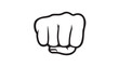 © Olise - Black line art clenched fist vector illustration with outline, minimalist silhouette symbol of strength and solidarity for protest and empowerment