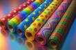 © Татьяна Евдокимова - Brightly patterned wrapping paper rolls creating a festive, joyful, and creative background for celebrations