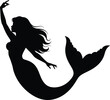 © Hikari Vector Studio - Beautiful Mermaid Silhouette Swimming, Mythical Sea Creature Goddess Vector Art Isolated Transparent Background