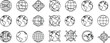 © MDAbu - Global network technology icons set, world map earth globes collection, communication data connection flat vector