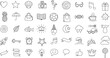 © Bibi - Hand Drawn Doodle Icon Set with 40 Cute Line Symbols, Heart Star Camera Food Nature and Object Sketch Icons, Simple Black Outline Illustration Isolated on White Background