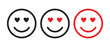 © Frenzy Studio - Happy smiley face with heart eyes or emotion line art icon for apps and websites, love smiley