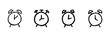 © Toxa2x2 - Alarm Clock Line Icon Set In Doodle Style. Time Management, Punctuality, And Wake-Up Call Outline Sketch Collection. Hand Drawn Isolated Vector Illustration