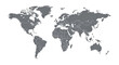 © Barny - A precise, highly detailed vector world map with solid grey landmasses, white oceans, and fine grey country outlines, centered on a transparent background with copy space, concept of global data