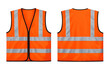 © Michael - High visibility orange safety vest front and back views with reflective stripes for worker protection