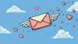 © Camalia MN - illustration of envelope with wings flying in the sky