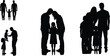 © MstAnowara - Family silhouettes showing parents and children expressing love protection bonding parenting relationships unity lifestyle vector illustration concept design collection scene