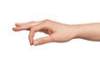 © Hulahop - Human hand showing a precise clicking gesture with thumb and index finger, indicating interaction, selection, or measuring a small quantity against a clean background