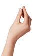 © Hulahop - Human hand showing a gesture with thumb and index fingers nearly touching, symbolizing questioning, italian communication, or indicating a small quantity on a clean background