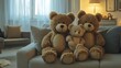 © Robert - Teddy bear family sitting together on a couch in a living room