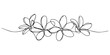 © Gerish - Flower continuous line art drawing. Plumeria one line symbol. Frangipani blossom. Vector illustration isolated on white, Plumeria flowers in continuous line art drawing style. Minimalist black line.