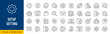© iiierlok_xolms - Setup and Settings web icons in line style. Options, download, update, configuration, gears, optimization, collection. Editable stroke. Vector illustration.