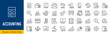 © iiierlok_xolms - Accounting web icon in line style. Assessment, calculator, check mark, auditing, inspection, investment, calculation, analytics, collection. Editable stroke. Vector illustration.