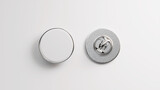 Pair of enamel pin. Empty enamel pin mockup - Blank round white steel lapel badge mock up