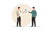 © Tama - Professional Businesspersons Exchanging Document in Modern Office Setting