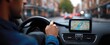 © ckybe - driver anxiously relying on GPS device for guidance in the car