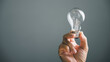 © sorapop - Hand holding a lightbulb against a gray background, symbolizing a new idea or solution.