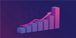 © Hena Akter - 3D illustration of a financial business graph with a green arrow showing growth and market success on a black background featuring a professional bar chart for data report increase