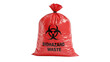 © Apon - Red biohazard waste bag with png isolated transparent background black biohazard symbol and text on black background