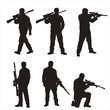 © shahriar - Set of Sniper Silhouettes, Soldiers and Marksmen with Rifles in Various Combat Poses