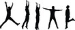 © Mehedi - Men silhouettes jumping and stretching with raised arms, fitness exercise, freedom, energy, success, active lifestyle, healthy movement concept illustration