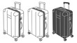 © LAXMI - Illustrative depiction of three different suitcase designs showcasing varying shades and a distinct silhouette high quality