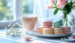 © uumm - 繊細なマカロンとラテが並ぶ優しいティータイム構成｜Macarons and Latte in Gentle Tea Moment