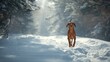 © AbstractAI - Vizsla dog on a leash in a park setting, highlighting exercise and outdoor engagement
