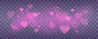© ksania - Pink heart soft overlay background with bokeh effect and glitter sparkles. Romantic love refraction light flare for Valentine's Day vector design
