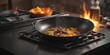 © Kitiphong - Sizzling pan on induction cooktop with chef adding finishing touches to gourmet dish ,  gourmet,  food,  induction