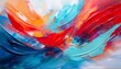 © Clinton - abstract painting red and blue brushstrokes on white canvas dynamic background