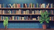 © Aziz - Bookshelf filled with books and plants library or study interior