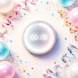 © Faisal - Digital Countdown Timer with Pastel Balloons and Confetti Background