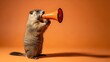 © MSTSARMIN - Groundhog holding megaphone funny animal photo