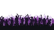 © ndhtr - Vivid silhouettes of people dancing and celebrating with vibrant energy on a dark background