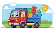 © odot - Cartoon truck with colorful blocks.