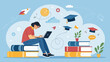 © Malikjunaid - Young student learning online with laptop on stack of books