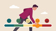 © naufal - Male manager adjusting five-point customer satisfaction scale slider using emotion rating icons, concept for user experience interface, service quality evaluation and business strategy