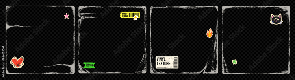 Distressed vinyl cover texture overlay collection with colorful ...