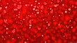 © TAO - A vibrant red gradient background filled with numerous small heart and heart-shaped bokeh elements, designed as a Valentine's Day-themed flat style vector illustration