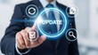 © Sojul - Business Hand Touching Update Icon in Futuristic Digital Interface for Tech Workflow