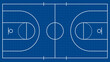 © natrot - Clean basketball court line diagram with full markings and blueprint-style layout, suitable for coaching materials, sports graphics, strategy planning, and educational designs.