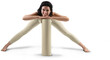© olegphotor - Mockup of tan, beige, nude floor mat, sports suit for yoga, top, leggings on trainer woman, png, front view