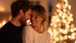 © tashechka - Couple enjoys time together near a Christmas tree during the holiday season