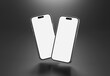 © sdecoret - PARIS - France - January 05, 2026: Apple smartphone, Iphone 16 pro max silver. Two mobile phones mockup floating on black. 3d rendering
